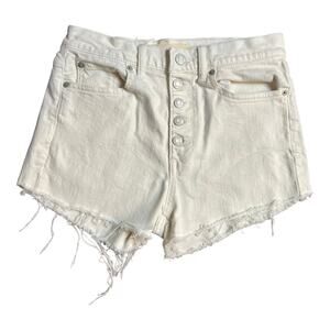 Gap DIY White Cut Off Jean Shorts High rise 26 Button Fly Festival Concert Beach